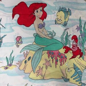 Vintage 90s Disney The Little Mermaid Twin Flat Sheet Ariel Sebastian